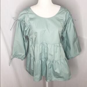 NWT Zara trafulac blue green top